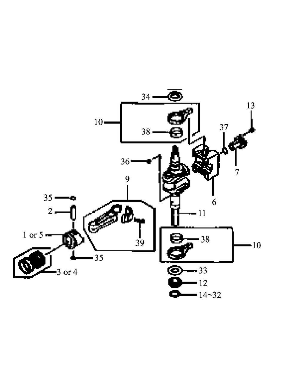 Fc420v-Fs12 Piston And Crankshaft Diagram and Parts List for G1432 55AD231Q150-WAM Cub Cadet Lawn Mower